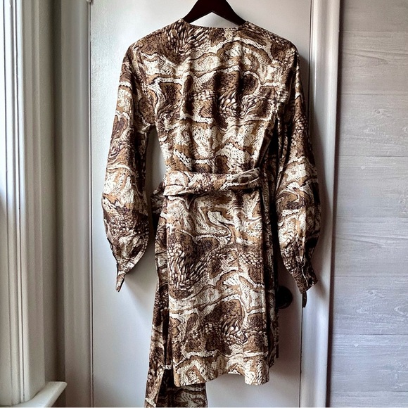 Nwt GANNI Tiger’s Eye Poplin Wrap Dress - Picture 5 of 15